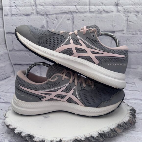 Asics Womens Gel-Contend 7 Athletic Running Shoes Gray Pink Sneakers Sz 10 Wide - Picture 8 of 10